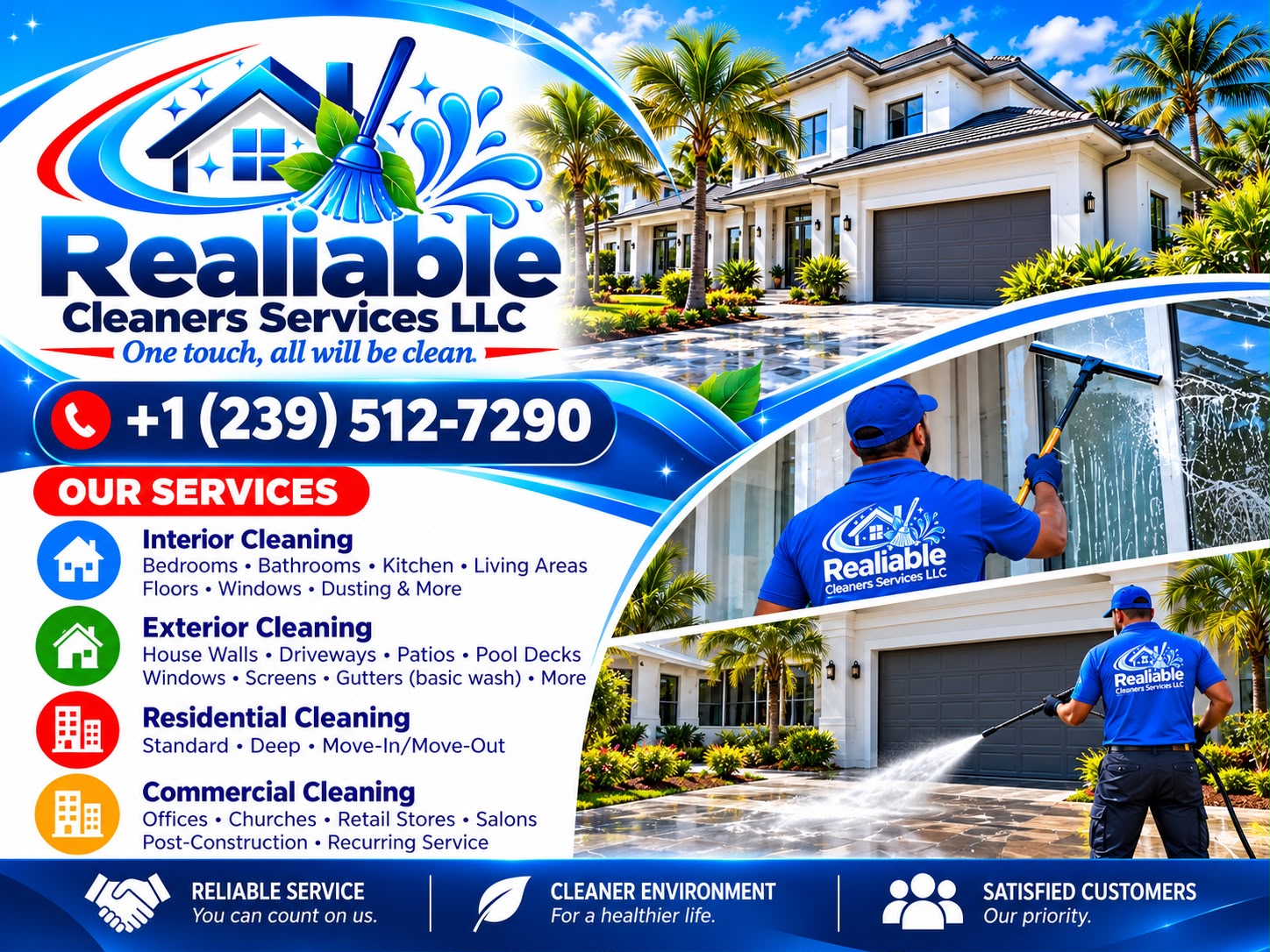 Realiable Cleaners Services: interior, exterior, residential and commercial cleaning in Naples, FL